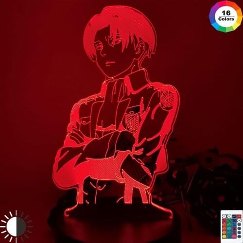 Attack on Titan Acrylic 3d Lamp for Home Decor Light Anime Cool Kid Child Gift Captain Levi Ackerman Figure Night Light
