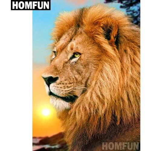 HOMFUN Diamond Painting "Animal lion" DIY 5D Diamond Embroidery Sale Full Set Rhinestone Cross Stitch Home Decor A06867
