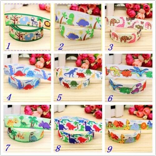 7/8'' Free shipping dinosaur animals printed grosgrain ribbon hairbow headwear party decoration diy wholesale OEM 22mm D226