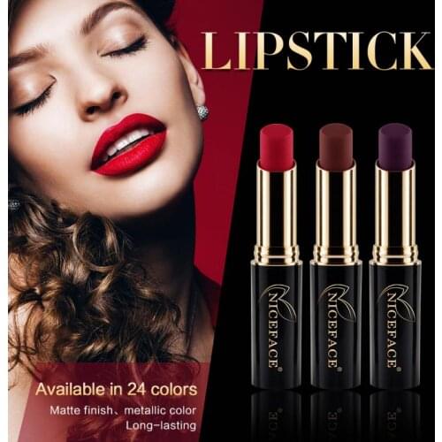 Noble Matte Long Lasting Lip gloss Metallic Nude Lipstick Pen 24 Colors Long Lasting Moisture Cosmetic Lip TXTB1