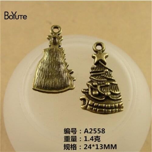 BoYuTe (50 Pieces/Lot) 24*13MM Christmas Tree Charms Antique Bronze Plated Zinc Alloy Metal Charm Pendants for Jewelry Findings