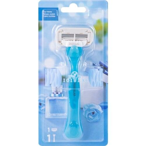 IGUETTA New Arrival Ladies Blue Razor Leg Hair Private Parts High Quality 4-layer Sharp Blade Ladies Razor Safety Blade