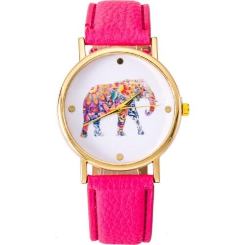 NEW Fashion Hippie Elephant watch Woman Golden Women wristwatch Vintage PU leather casual dress Geneva Style Drop shipping