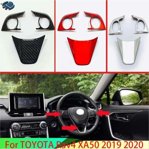 For TOYOTA Rav4 (XA50) 2019 2020 Decorate Accessories Steering Wheel Panel Cover Bezel Trim Insert Badge Molding Garnish