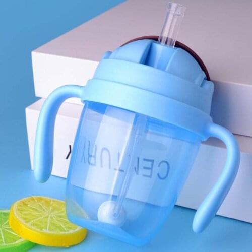 300ml Baby Kids Cute Cup Children Learn Training Feeding Drink Water Straw Handle Bottle School Drinking Food Milk Bottles