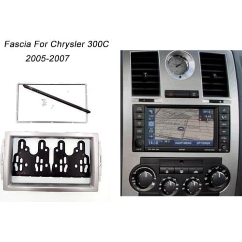 For CHRYSLER 300C 2005 2006 2007 Car Stereo 2DIN Frame Cover Fascia Trim Kit Surrounded 173*98/ 178*100/ 178*102mm Silver