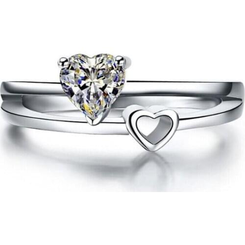 Have Mutual Affinity Elegant HeartBeats 0.5Ct Diamond Ring Solid 925 Silver Ring White Gold Finish Jewelry Gift