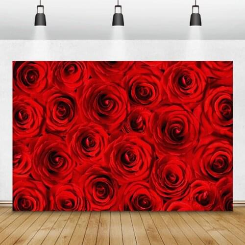 Laeacco Red Roses Flowers Wall Photography Backgrounds Wedding Backdrops For Photo Bridal Shower Photophone For Photo Studio