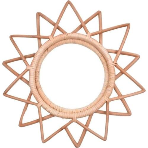 Hot XD-Rattan Round Wall-Mounted Mirror Frame Nordic Natural Vine Handmade Mirror Frame Living Room Wall Hanging Ideas, for Livi