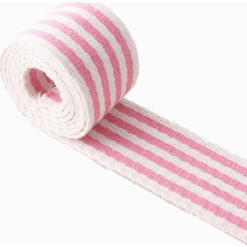 1.5" Heavy Weight Webbing Cotton Baby Pink Stripe Ribbon Polyester Webbing Dog Collar Nylon Fabric Purse Strap Handbag Handles