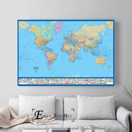 World Map Hd Large Style Posters And Prints Canvas Painting Wall Pictures For Living Room Abstract Decorative Home Decor Obrazy