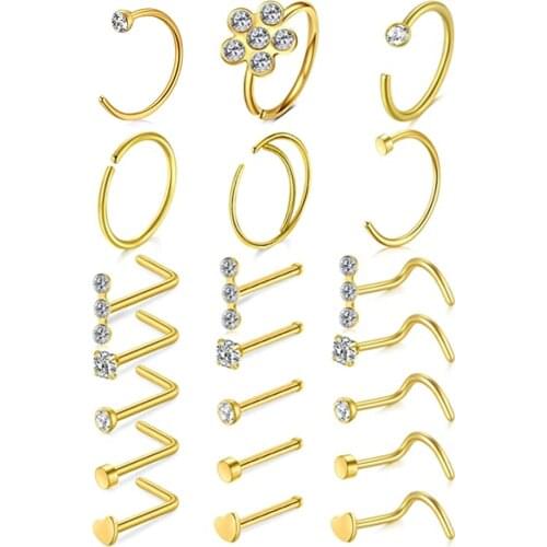 Stainless Steel Fake Nose Ring Hoop Septum Rings C Clip Lip Ring Earring for Women Fake Piercing Body Jewelry Non-Pierced