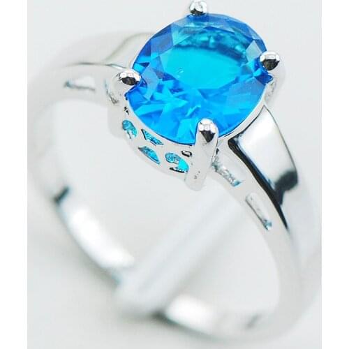 Blue Crystal Zircon 925 Sterling Silver Wedding Party Attractive Design Ring Size 5 6 7 8 9 10 11 12 PR06Min order is $10