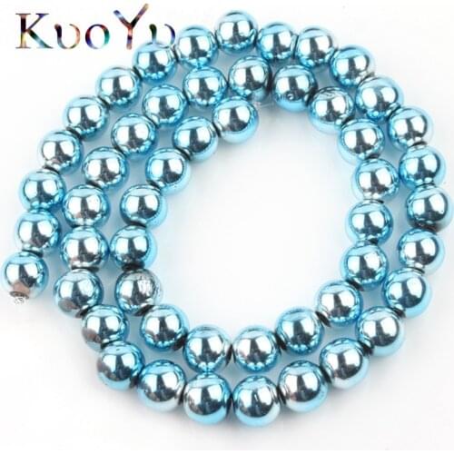 Natural Stone Light Blue Hematite Bead Round Loose Spacer Beads For Jewelry Making DIY Bracelet Earrings 15"Inches 3/4/6/8/10mm