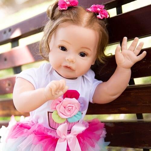 60CM Reborn Toddler Baby Doll Pink Princess With Curls Hair Fashion Hoody Dress Lifelike Soft Touch Cuddly Baby Gift