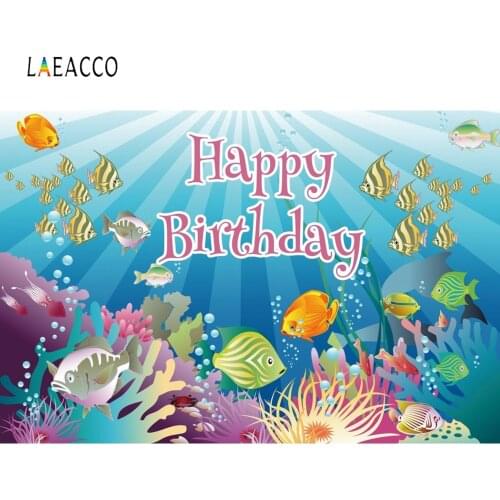 Laeacco Underwater Sea Photocall Mermaid Coral Bubble Fishes Photo Backgrounds Photography Backdrops Baby Birthday Photophone