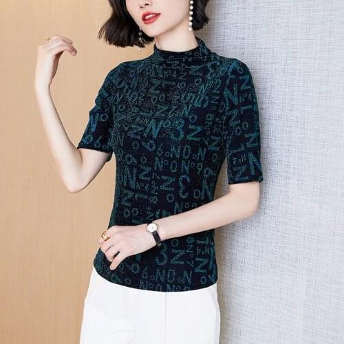 Fashion summer New Tops letter printing T Shirt Women Print Pullover Bottoming Shirt Half Sleeve Ladies Tshirt