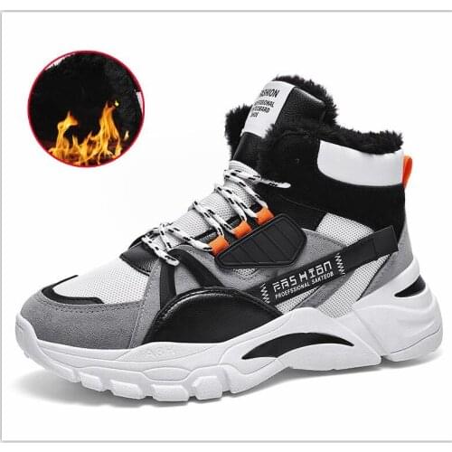 Man Winter High Top Sneakers Men Casual Shoes Warm Plush Fur Boots Male Ankle Boots Platform Work Safety Trainers Basket femme