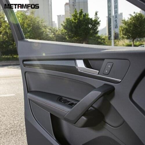 For Audi Q5 2018 2019 2020 Carbon Fiber Inside Door Strip Moulding Trim Decoration Sticker Interior Accessories Car Styling