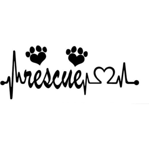 8"*3.25" Animal Rescue Heartbeat Lifeline Dog Cat Decal Sticker for Car Window Pet