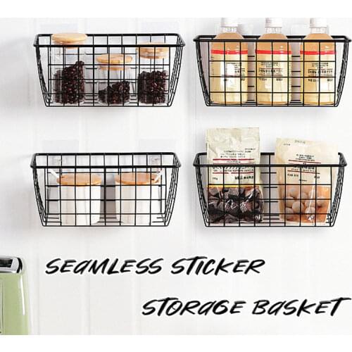 Nordic Wire Wall-Mounted Storage Basket Bathroom Kitchen Spice Seasoning Jar Rack Storage Holder Wall Shelf Rack Organizador