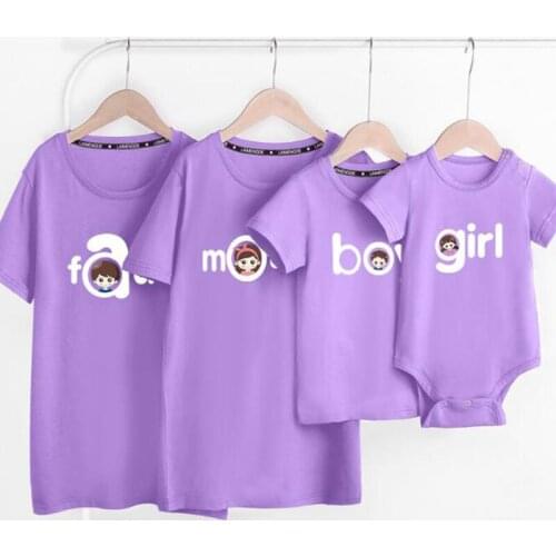 Summer New 2021 Family Look Family Matching Outfits T-shirt Clothes Mother Father Son Daughter Kids Baby Letter Printing T-shirt