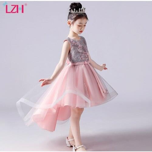 LZH New Princess Dress For Kids Clothes Girls Formal Dresses Sleeveless Tailing Party Costume For Children Flower Girl Clothes