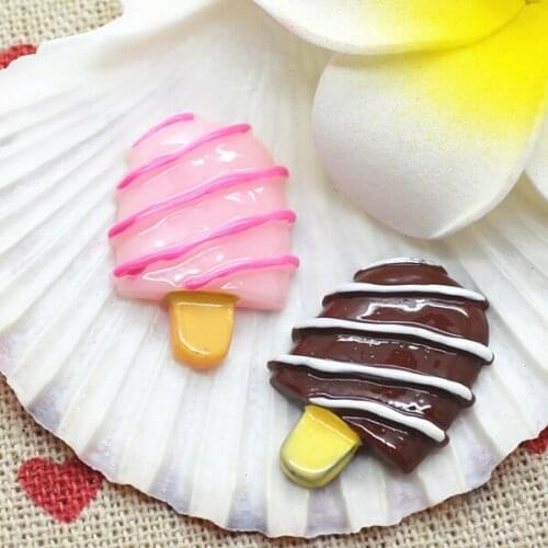 Ice-cream stick 10PCS 17x23mm Resin Flatback Cabochon Miniature Food Art Supply Decoration Charm DIY Craft