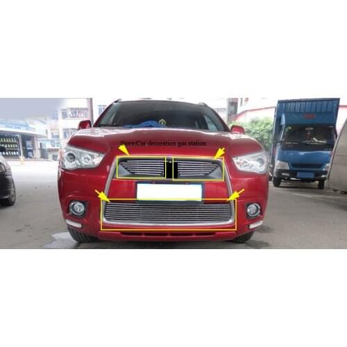 For Mitsubishi ASX 2013 2014 High quality stainless steel Front Grille Around Trim Racing Grills Trim 2014