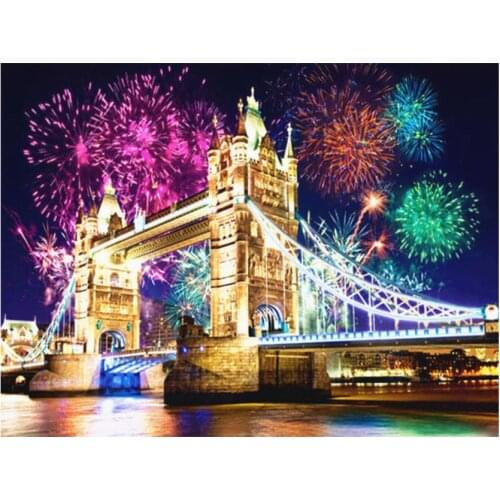 Scenery diamond painting pyrotechnic mosaic art embroidery london bridge rhinestone picture puzzle drawing wall decor diy crafts