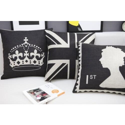 London pillow cover, Creative cartoon colorful union jack Britain Queen crown throw pillow case pillowcase wholesale
