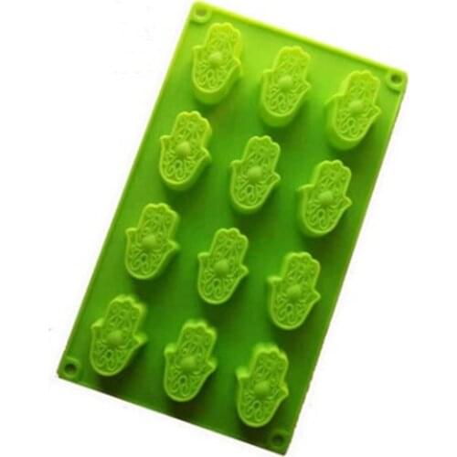 PRZY 12 Holes Mini HAMSA Lotus in The Palm Soap Mold Silicone Khamsah DIY for Soap Making Hand of Fatima Mascot Mold