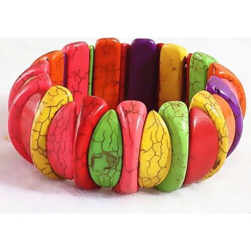 Multicolor calaite turquoises charms stone Irregular rainbow beads diy European trendy Jewelry making 7.5 inches C003