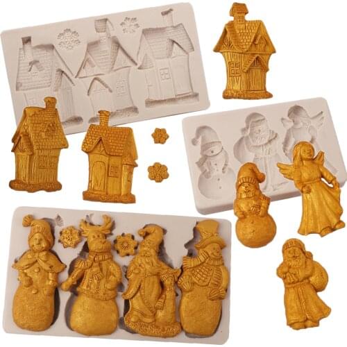 Christmas Series Silicone Mold Fondant Cakes Decorating Molds Sugarcraft Chocolate Baking Tools Kitchenware For Cakes Gumpaste