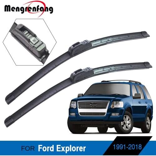 For Ford Explorer 1991-2018 Car Front Windscreen Wiper Blades Soft Rubber Windshield Wiper J Hook & Pinch Tab Arms