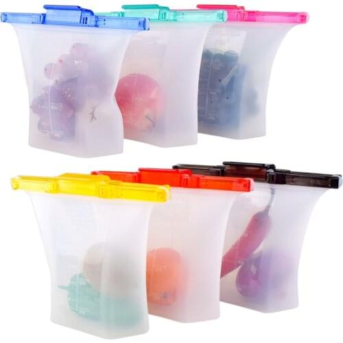 Food Storage Silicone Bag Ziplock Bag Food Storage Plastic Reusable Freezer Fresh-keeping Kitchen Storage Bag