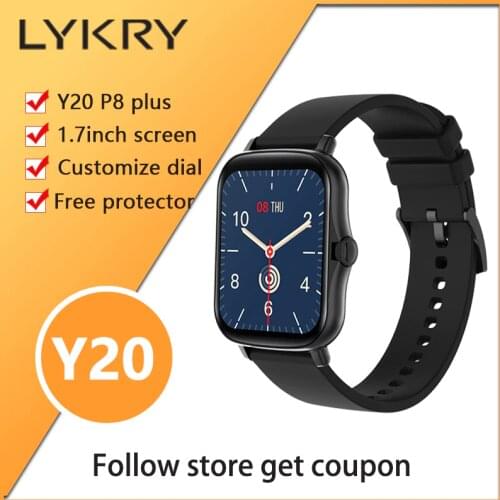 LYKRY Y20 Smart Watch 1.69 inch Screen IP67 Waterproof P8 Plus Mens Watches Women Heart Rate Monitoring PK GTS 2 P8 Wristband