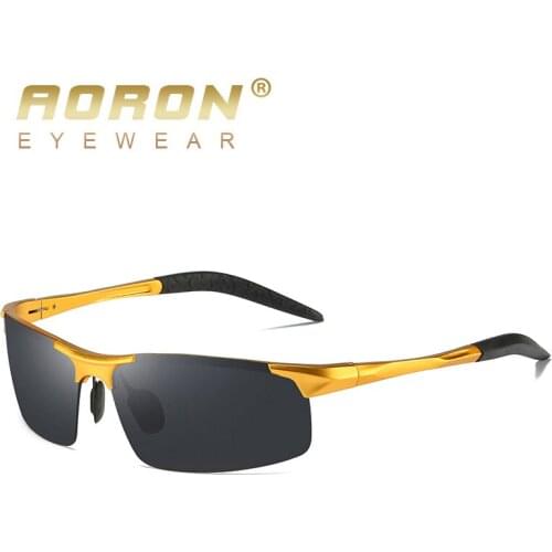 AORON Sports Polarized Sunglasses Classic Luxury Aluminum Frame Sunglasses Mens Sun Glasses UV400 Mirror Eyewear