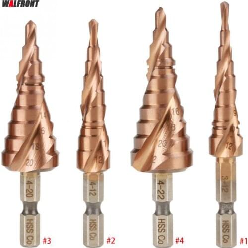 HSS Drill Bit Core Center Drill Bit Hexagonal Handle Spiral Groove Step Cone Cobalt Drill Bit Hole Cutter 3-22mm