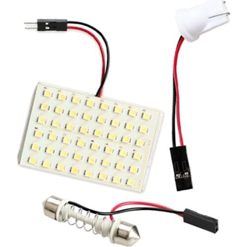 LED Car Interior Light Bulb 48 LED 5000K Auto Light-emitting Diode Dome Festoon Roof Trunk Lamp Panel with T10 Adapter Base