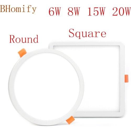 Ultra Thin Round LED Panel Light 6W 8W 15W 20W AC110V/220V Aluminum Ceiling Recessed Downlight open hole adjustable open hole
