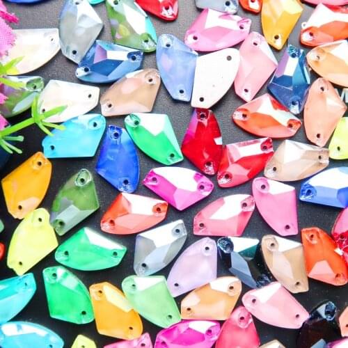 Axe shape jelly candy glass crystal flatback with two holes sewing rhinestone beads for clothes shoes bags diy accessories trim