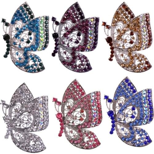 Vintage Antique Butterfly Brooches Fashion Crystal Wedding Bridal Brooch Pin