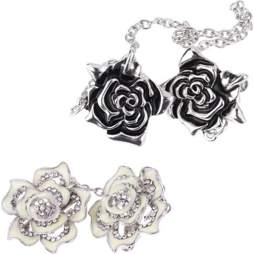 Vintage Flower Sweater Shawl Clip Brooch Silvertone Cardigan Collar Metal Clip Holder Clothing Pins Clips