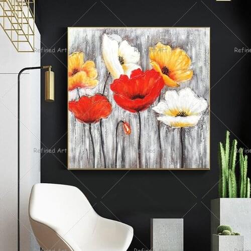 High Quality Abstract Flower Oil Painting On Canvas Handmade Beautiful Color Living Room Wall Art Decorations