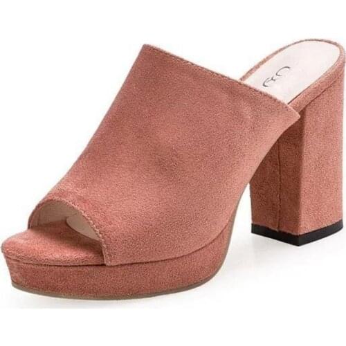 Women Sandals Summer high heels New Female Fish Mouth Exposed Toe High-Heeled Sandals Thick with Ladies solid high heels