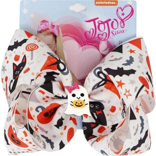 12 Pcs Halloween Hair Bows Clips 7inch Boutique Alligato clip Bowknot Grosgrain Ribbon Accessories For Girls Baby Toddlers Kid