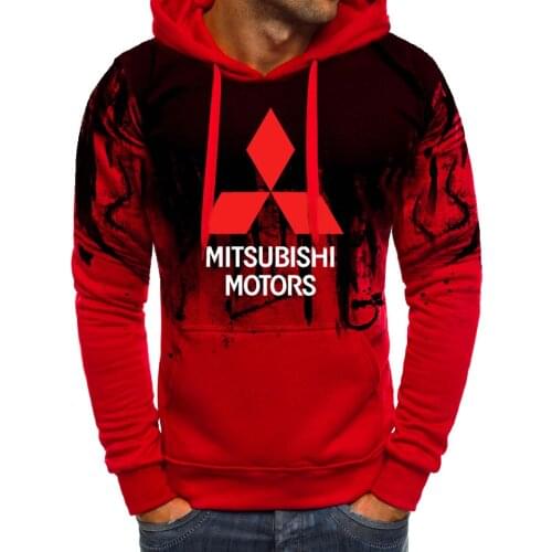 2021 Hoodies Men Mitsubishi Car Logo Print Sweatshirt Spring Autumn Gradient Men Hoodie harajuku Casual Hoody tracksuit