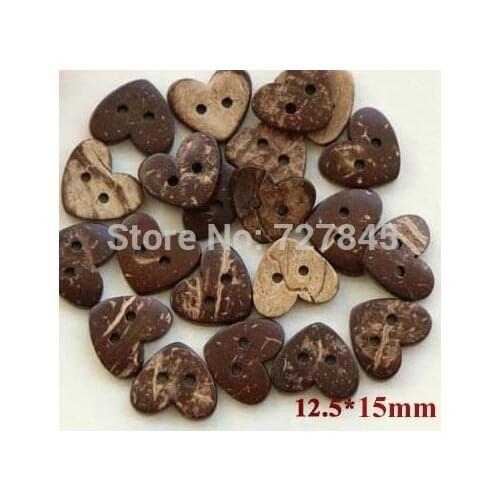 30pcs/Lot Size:12.5*15mm Cute Heart Shape Coconut Buttons Garment Accessories (SS-k1163-42)
