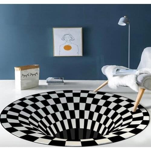 LazyChild 3D Vortex Illusion Back Rug Carpet Living Room Decoration Tapis Impression Print Bottomless Hole Decor Rugs Mat